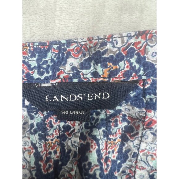 Lands End Womens Floral Pattern Button-Up Blouse Pleated Back Size 6 - Picture 10 of 11